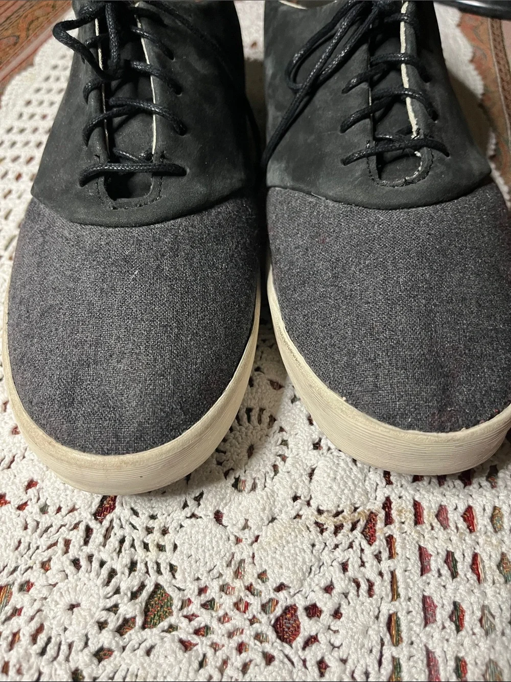 SeaVees saddle Oxford  charcoal Suede & wool Felt Casual Lace-Up Sneaker